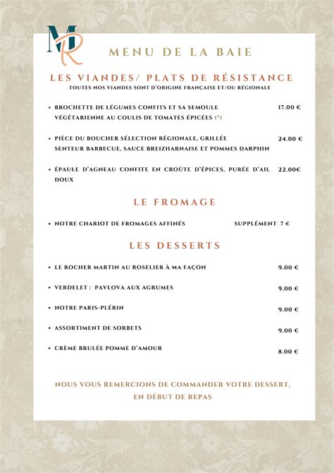 Carte et Menus 2024 .